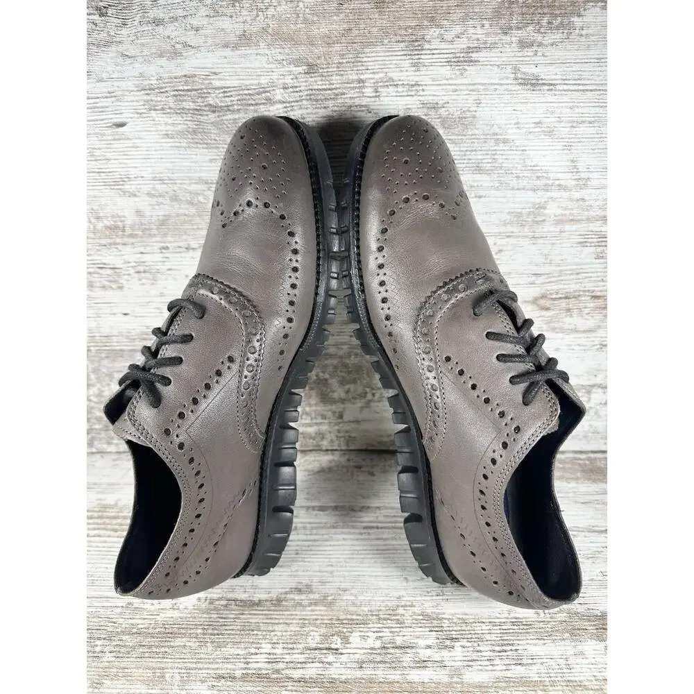 Men's Cole Haan ZeroGrand Gray Leather Wingtip Oxford Sz 8.5M EUC!